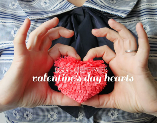 DIY Egg and Crepe Paper Valentine's Day Hearts