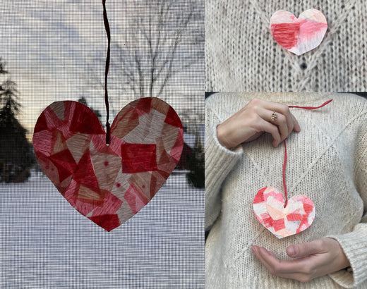 crepe paper stained glass hearts 