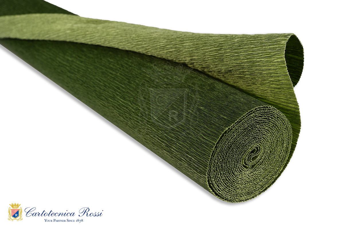Italian Crepe Paper roll 180 gram -562/1 Solid Colour - Bicolour Leaf Green/Dark Green