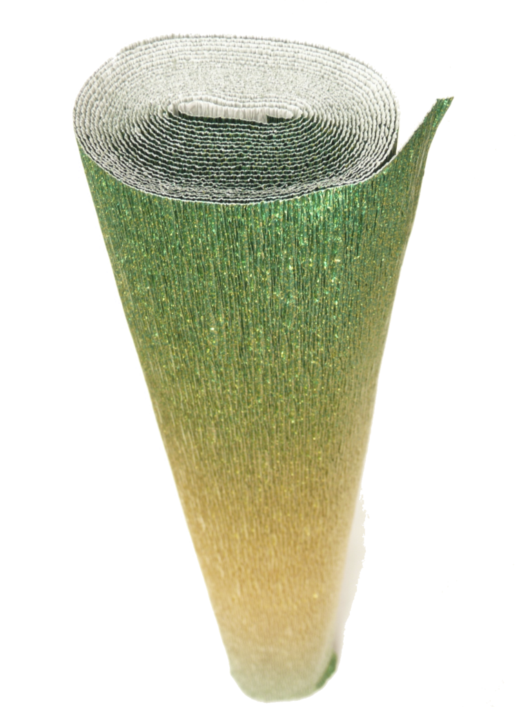 Italian Crepe Paper roll 180 gram - 801/2 GREEN GOLD METALLIC NUANCE